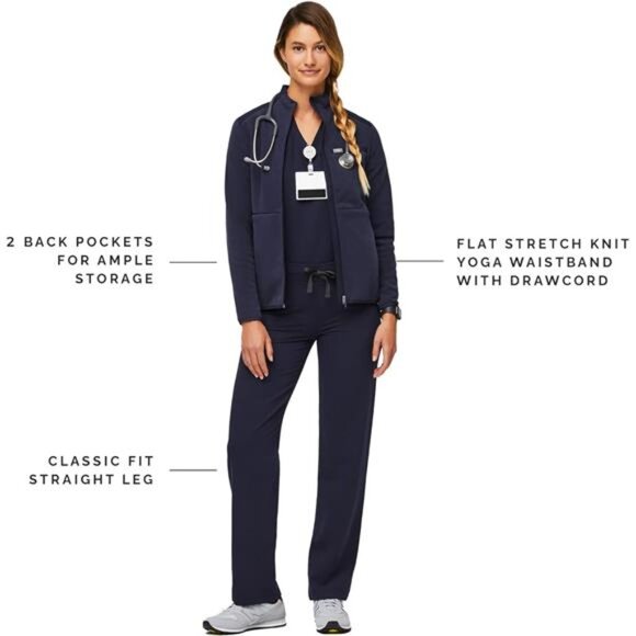 FIGS Livingston Basic Scrub Pants for Women — Yoga Waistband, 2 Pockets - Picture 2 of 7